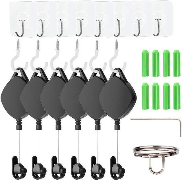 Main image of BONAEVER VR Cable Management System Ceiling Hooks with Retractable Carabiner Retractable Ceiling Pulley System for Oculus Quest/Quest 2/HTC Vive/Vive Pro/Oculus Rift/Rift S [6 Packs Black]