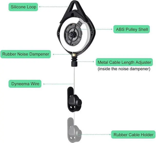 Alt view image 3 of 7 - BONAEVER VR Cable Management System Ceiling Hooks with Retractable Carabiner Retractable Ceiling Pulley System for Oculus Quest/Quest 2/HTC Vive/Vive Pro/Oculus Rift/Rift S [6 Packs Black]