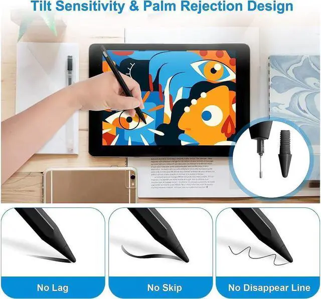 Alt view image 4 of 7 - BONAEVER Stylus Pen for iPad with Palm Rejection - Apple Pencil for iPad 10/9th Gen Compatible with iPad Pro 11 & 12.9 inch iPad Mini 6th/5th iPad Air 3/4/5 iPad 6/7/8th Gen for Writing Drawing