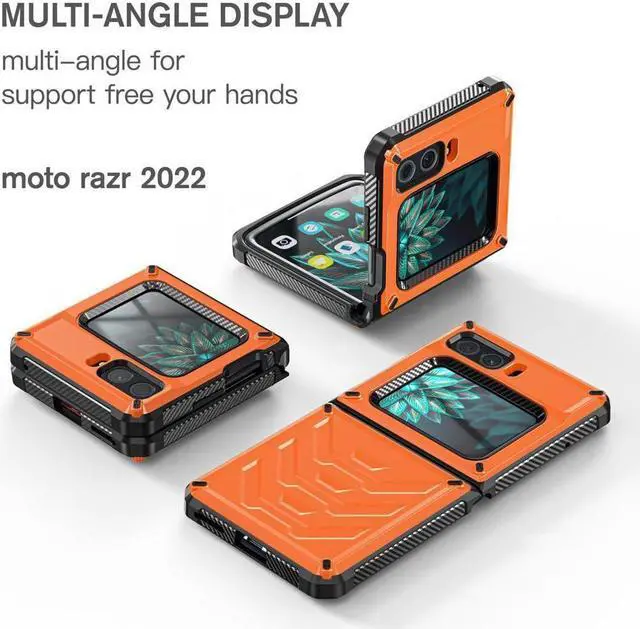 Alt view image 5 of 7 - BONAEVER For Motorola Moto Razr 2022 Case with Slide Camera Cover Military Grade Protective Armor Phone Case Shockproof Hard Shell Cover Orange