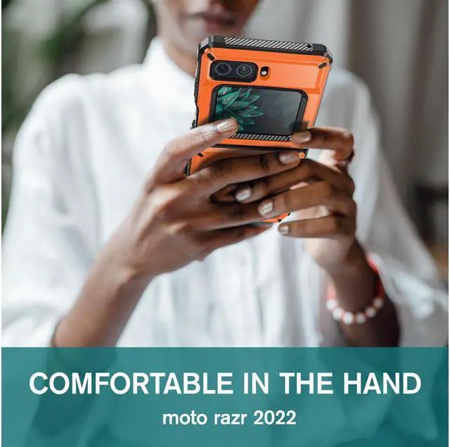 Alt view image 6 of 7 - BONAEVER For Motorola Moto Razr 2022 Case with Slide Camera Cover Military Grade Protective Armor Phone Case Shockproof Hard Shell Cover Orange