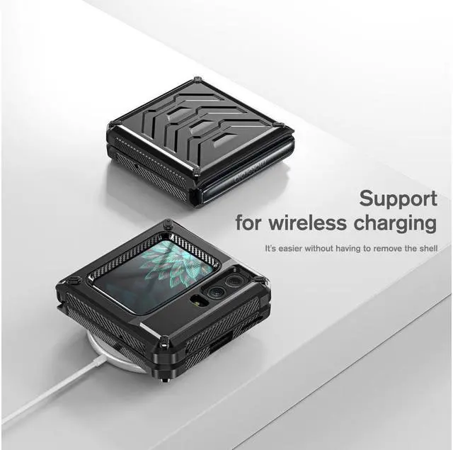 Alt view image 2 of 7 - BONAEVER For Motorola Moto Razr 2022 Case with Slide Camera Cover Military Grade Protective Armor Phone Case Shockproof Hard Shell Cover Black