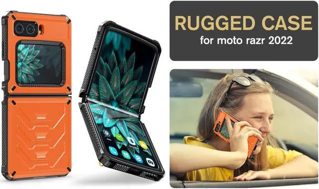 Alt view image 7 of 7 - BONAEVER For Motorola Moto Razr 2022 Case with Slide Camera Cover Military Grade Protective Armor Phone Case Shockproof Hard Shell Cover Orange