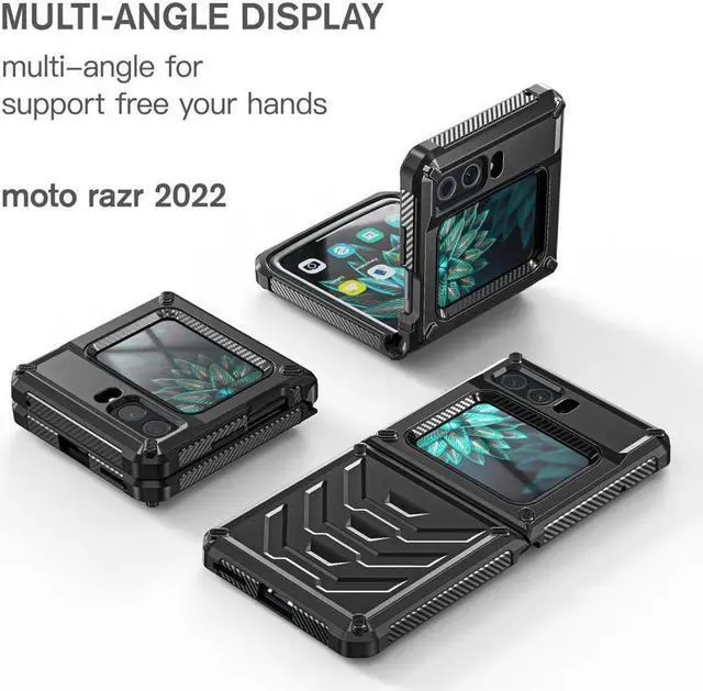 Alt view image 4 of 7 - BONAEVER For Motorola Moto Razr 2022 Case with Slide Camera Cover Military Grade Protective Armor Phone Case Shockproof Hard Shell Cover Black