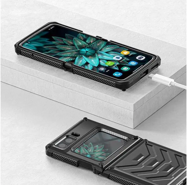 Alt view image 3 of 7 - BONAEVER For Motorola Moto Razr 2022 Case with Slide Camera Cover Military Grade Protective Armor Phone Case Shockproof Hard Shell Cover Black