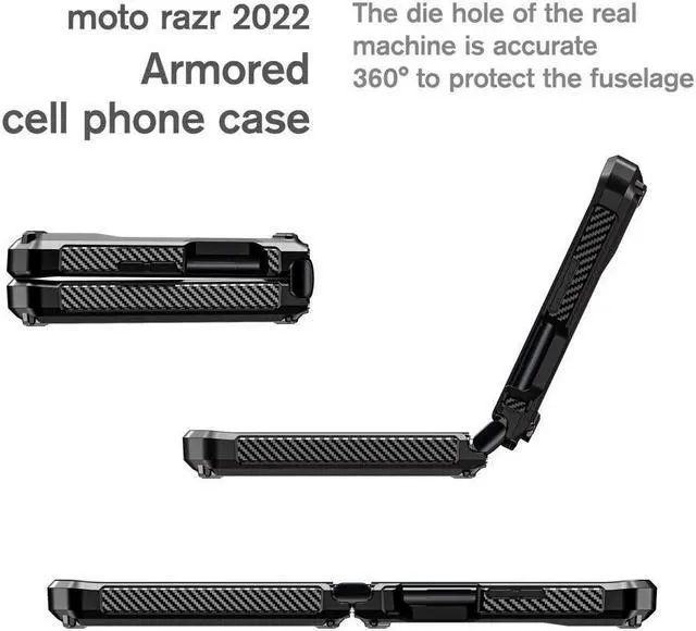 Alt view image 5 of 7 - BONAEVER For Motorola Moto Razr 2022 Case with Slide Camera Cover Military Grade Protective Armor Phone Case Shockproof Hard Shell Cover Black