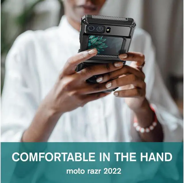 Alt view image 6 of 7 - BONAEVER For Motorola Moto Razr 2022 Case with Slide Camera Cover Military Grade Protective Armor Phone Case Shockproof Hard Shell Cover Black