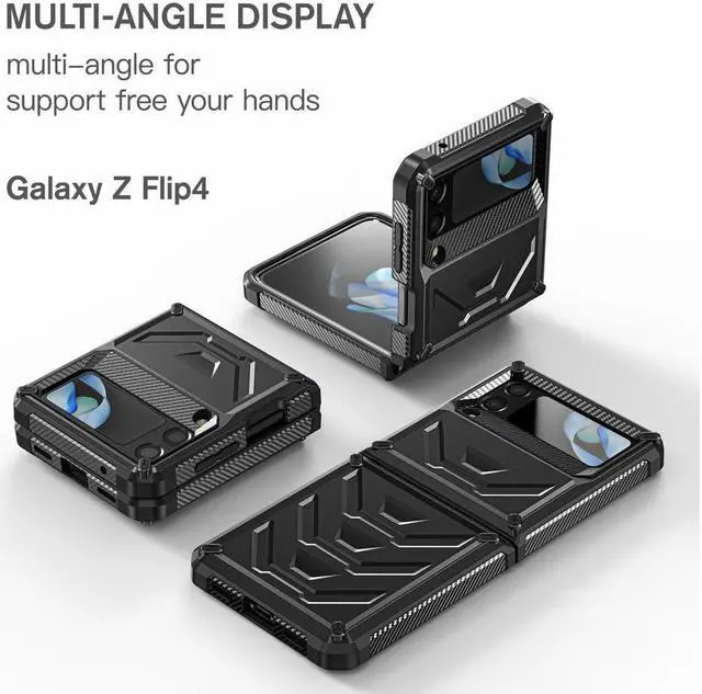 Alt view image 4 of 7 - BONAEVER For Samsung Galaxy Z Flip 4 5G 2022 Case with Slide Camera Cover Military Grade Protective Armor Phone Case Shockproof Cover
