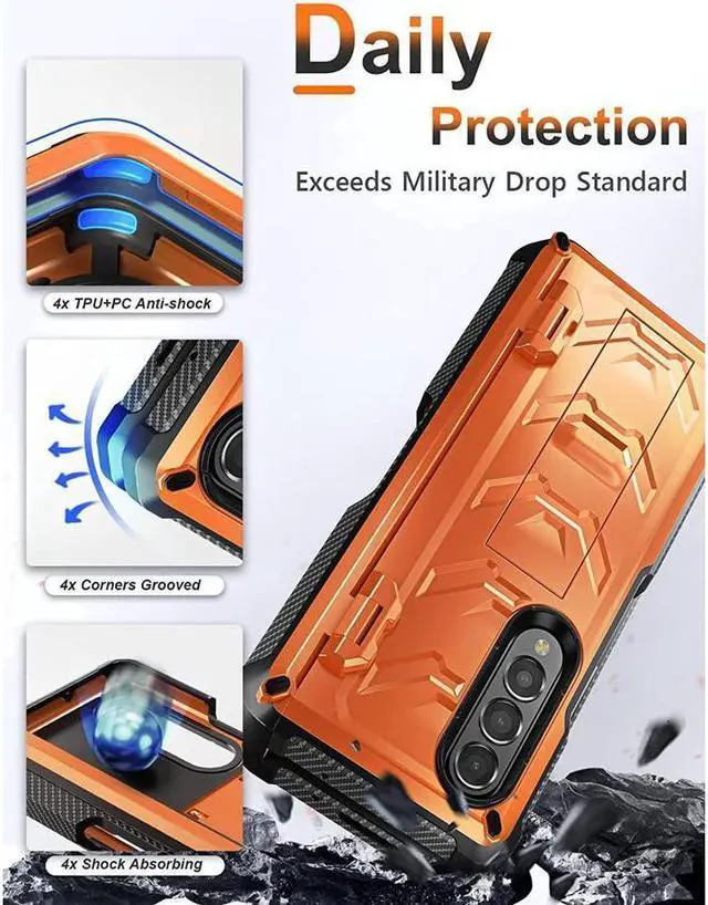 Alt view image 7 of 7 - BONAEVER For Samsung Galaxy Z Fold 3 5G Case with S Pen Holder Built-in Stand Screen Protector Camera & Hinge Protection 360° Protection Phone Cover