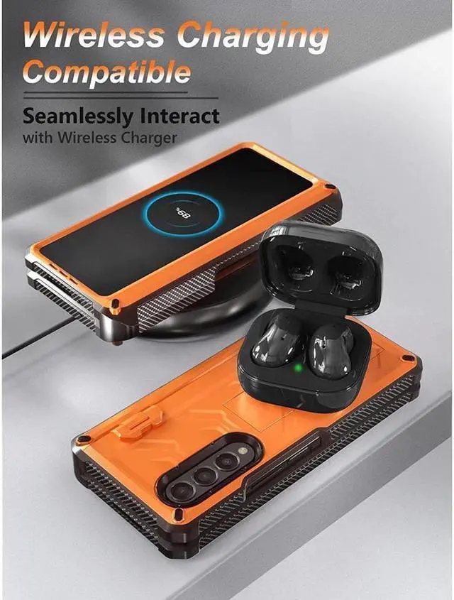 Alt view image 6 of 7 - BONAEVER For Samsung Galaxy Z Fold 3 5G Case with S Pen Holder Built-in Stand Screen Protector Camera & Hinge Protection 360° Protection Phone Cover