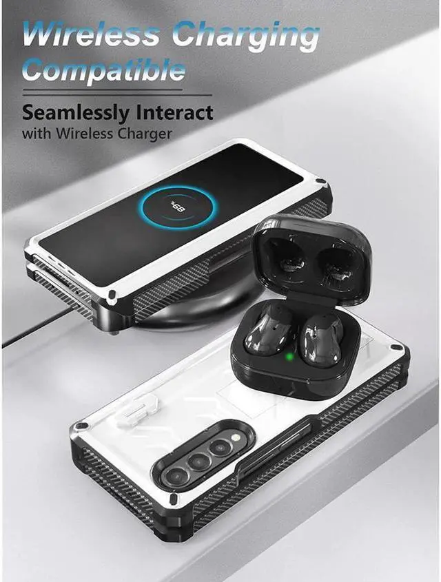 Alt view image 7 of 7 - BONAEVER For Samsung Galaxy Z Fold 3 5G Case with S Pen Holder Built-in Stand Screen Protector Camera & Hinge Protection 360° Protection Phone Cover
