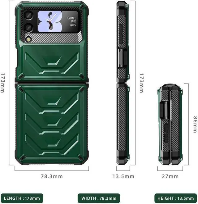 Alt view image 2 of 7 - BONAEVER For Samsung Galaxy Z Flip 3 5G 6.7 inch 2021 Case with Slide Camera Cover Military Grade Protective Armor Phone Case Shockproof Cover
