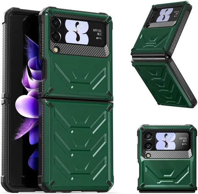 Main image of BONAEVER For Samsung Galaxy Z Flip 3 5G 6.7 inch 2021 Case with Slide Camera Cover Military Grade Protective Armor Phone Case Shockproof Cover