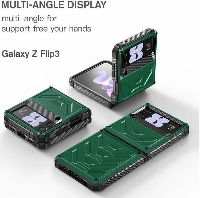 Alt view image 6 of 7 - BONAEVER For Samsung Galaxy Z Flip 3 5G 6.7 inch 2021 Case with Slide Camera Cover Military Grade Protective Armor Phone Case Shockproof Cover