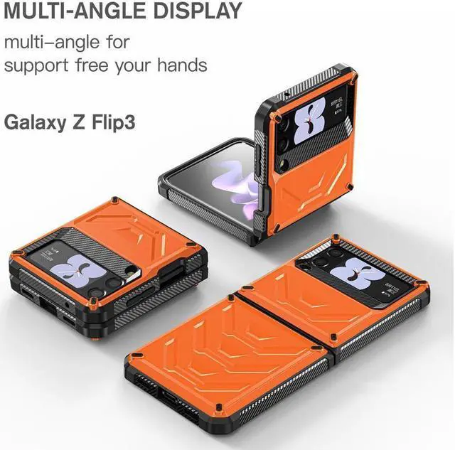 Alt view image 6 of 7 - BONAEVER For Samsung Galaxy Z Flip 3 5G 6.7 inch 2021 Case with Slide Camera Cover Military Grade Protective Armor Phone Case Shockproof Cover