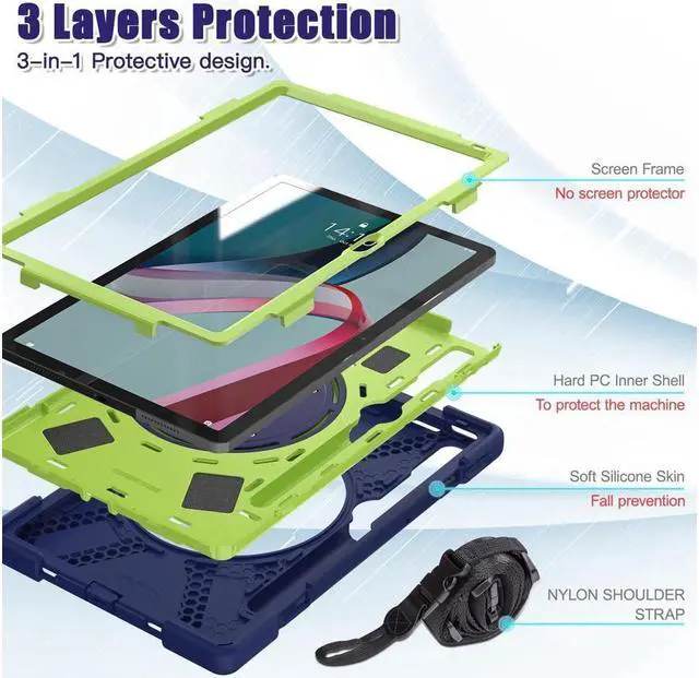 Alt view image 5 of 7 - BONAEVER For Lenovo Tab P11 Pro 11.2 inch 2nd Generation 2022 Case TB-132FU TB-138FC Rugged Shockproof Cover with Hand Strap Shoulder Strap