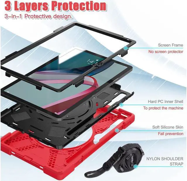 Alt view image 5 of 7 - BONAEVER For Lenovo Tab P11 Pro 11.2 inch 2nd Generation 2022 Case TB-132FU TB-138FC Rugged Shockproof Cover with Hand Strap Shoulder Strap