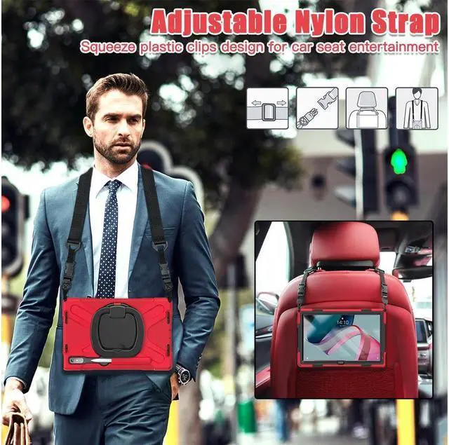 Alt view image 7 of 7 - BONAEVER For Lenovo Tab P11 Pro 11.2 inch 2nd Generation 2022 Case TB-132FU TB-138FC Rugged Shockproof Cover with Hand Strap Shoulder Strap