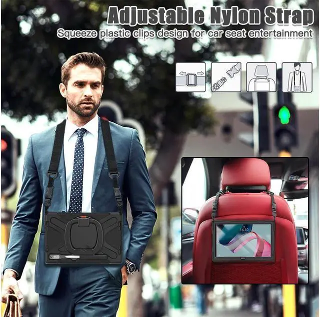 Alt view image 6 of 7 - BONAEVER For Lenovo Tab P11 Pro 11.2 inch 2nd Generation 2022 Case TB-132FU TB-138FC Rugged Shockproof Cover with Hand Strap Shoulder Strap