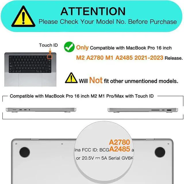 Alt view image 2 of 7 - BONAEVER For Macbook Pro 16 Inch Case 2023 2021 2022 A2780 A2485 M2 M1 Pro/Max & Retina & Touch ID Plastic Hard Shell with Stand and & Keyboard Cover Skin