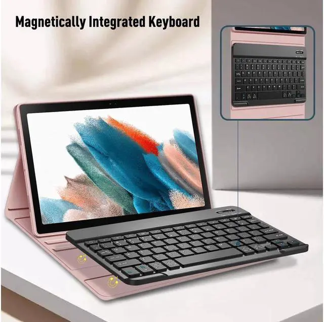 Alt view image 5 of 7 - BONAEVER Wireless Keyboard Case for Lenovo Tab K10 2021 / Lenovo Tab M10 FHD Plus 2020 2nd Gen 10.3 inch TB-X606F / TB-X606X Slim Shell Stand Cover with Keyboard Rose Gold