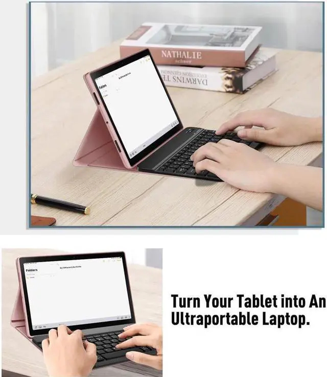 Alt view image 4 of 7 - BONAEVER Wireless Keyboard Case for Lenovo Tab K10 2021 / Lenovo Tab M10 FHD Plus 2020 2nd Gen 10.3 inch TB-X606F / TB-X606X Slim Shell Stand Cover with Keyboard Rose Gold