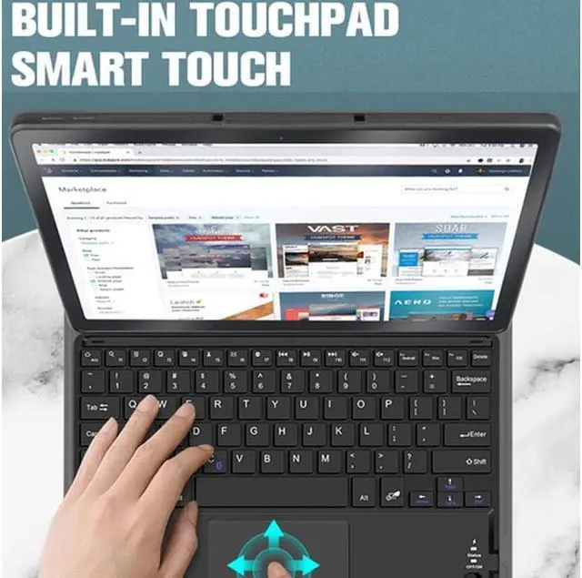 Alt view image 3 of 7 - BONAEVER Wireless Touchpad Keyboard Case for Lenovo Tab K10 10.3 inch 2021 / Lenovo Tab M10 FHD Plus 2020 2nd Gen 10.3 inch Slim Shell Stand Cover with Keyboard 7 Colors Backlit Rose Gold