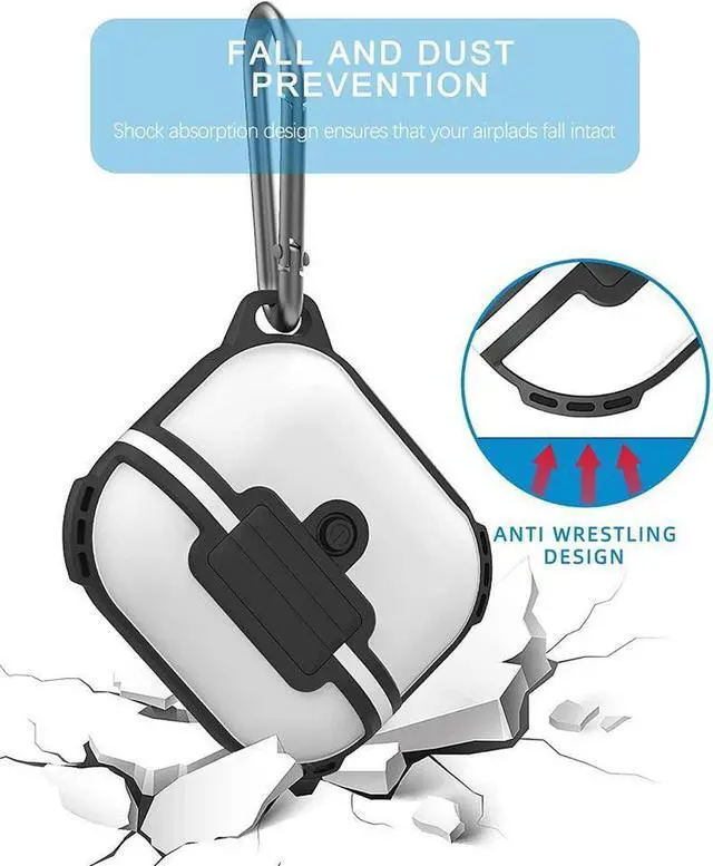 Alt view image 3 of 7 - BONAEVER For Airpods 3rd Generation 2021 Case Compatible Wireless Charging LED Light Visible IP68 Waterproof Shockproof Dustdproof Full-Body Protective Cover for AirPods 3 with Keychain White