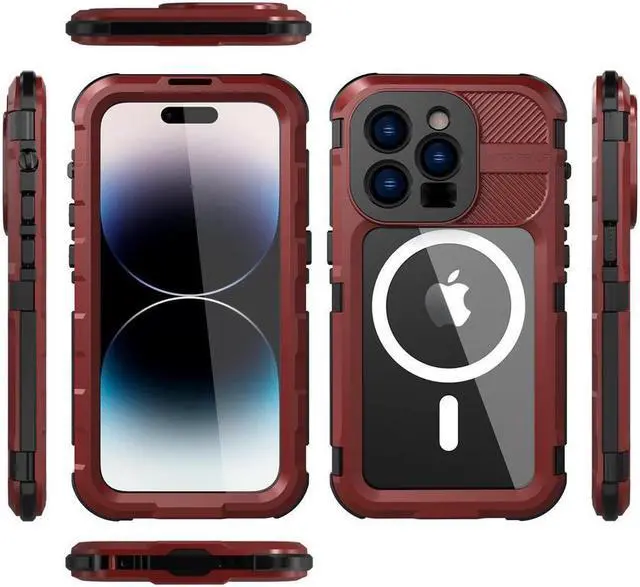 Alt view image 2 of 7 - BONAEVER For iPhone 14 Pro Max Waterproof Case MagSafe Compatible Built-in Screen Protector IP68 Underwater Du Standproof 360 Shockproof Protective Cover for iPhone 14 Pro Max