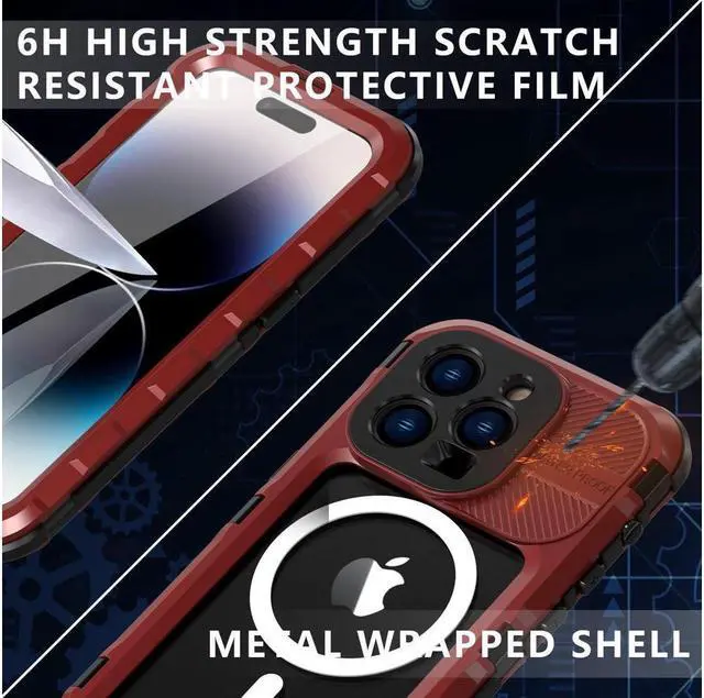Alt view image 5 of 7 - BONAEVER For iPhone 14 Pro Max Waterproof Case MagSafe Compatible Built-in Screen Protector IP68 Underwater Du Standproof 360 Shockproof Protective Cover for iPhone 14 Pro Max