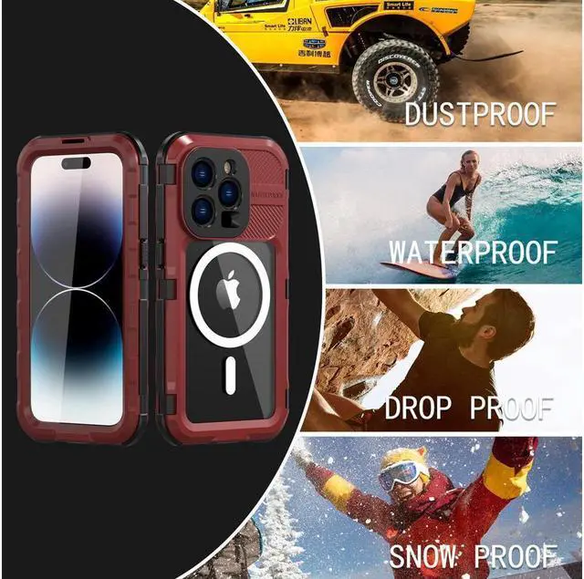 Alt view image 7 of 7 - BONAEVER For iPhone 14 Pro Max Waterproof Case MagSafe Compatible Built-in Screen Protector IP68 Underwater Du Standproof 360 Shockproof Protective Cover for iPhone 14 Pro Max