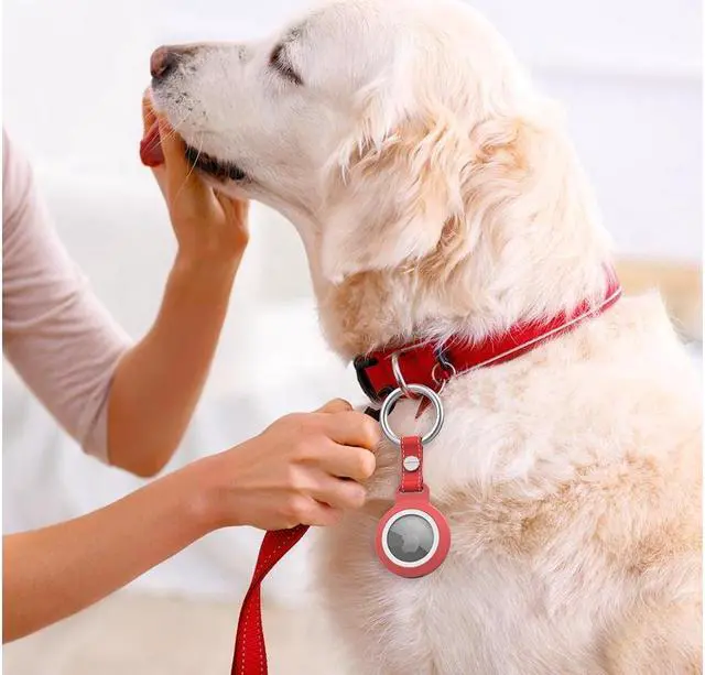 Alt view image 5 of 7 - BONAEVER IP68 Waterproof AirTag Keychain Holder Case Anti-Scratch Easy In StandallationSoft Full-Body Shockproof Air Tag Holder for LuggageKeys Dog Collar Red