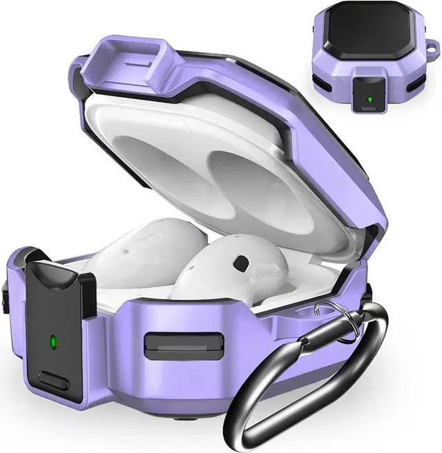 Main image of BONAEVER Armor Case Cover with Secure Lock for Samsung Galaxy Buds 2 Pro Case 2022 /Galaxy Buds Pro Case 2021 /Galaxy Buds 2 Case 2021 /Galaxy Buds Live Case 2020 with Keychain Purple