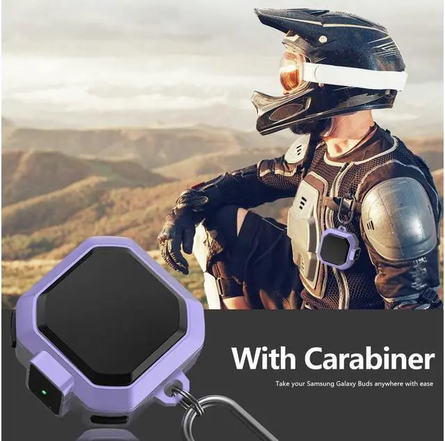 Alt view image 7 of 7 - BONAEVER Armor Case Cover with Secure Lock for Samsung Galaxy Buds 2 Pro Case 2022 /Galaxy Buds Pro Case 2021 /Galaxy Buds 2 Case 2021 /Galaxy Buds Live Case 2020 with Keychain Purple