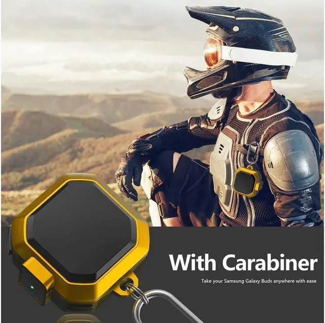 Alt view image 7 of 7 - BONAEVER Armor Case Cover with Secure Lock for Samsung Galaxy Buds 2 Pro Case 2022 /Galaxy Buds Pro Case 2021 /Galaxy Buds 2 Case 2021 /Galaxy Buds Live Case 2020 with Keychain Yellow