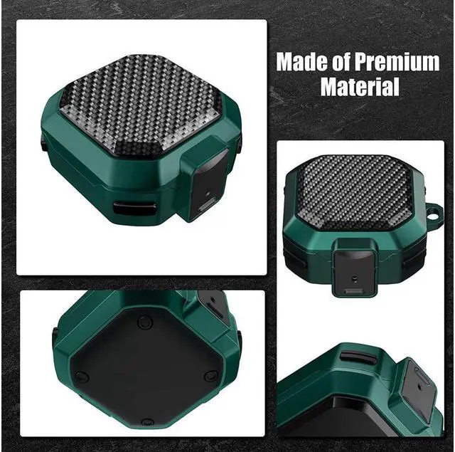 Alt view image 3 of 7 - Armor Cover for Samsung Galaxy Buds 2 Pro Case (2022) /Galaxy Buds Pro Case (2021) /Galaxy Buds 2 Case (2021) /Galaxy Buds Live Case (2020) Case, Shockproof Protective Cover with Keychain Green