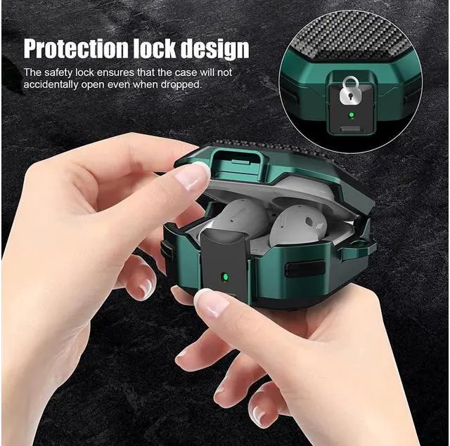 Alt view image 5 of 7 - Armor Cover for Samsung Galaxy Buds 2 Pro Case (2022) /Galaxy Buds Pro Case (2021) /Galaxy Buds 2 Case (2021) /Galaxy Buds Live Case (2020) Case, Shockproof Protective Cover with Keychain Green