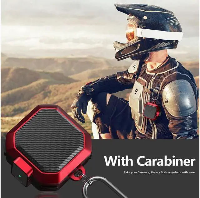 Alt view image 7 of 7 - BONAEVER Armor Cover for Samsung Galaxy Buds 2 Pro Case (2022) /Galaxy Buds Pro Case (2021) /Galaxy Buds 2 Case (2021) /Galaxy Buds Live Case (2020) Case Shockproof Protective Cover with Keychai Red
