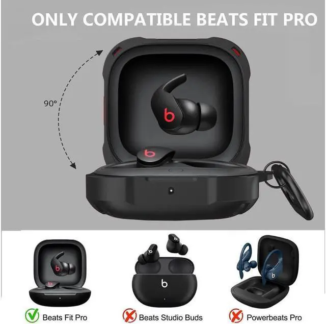 Alt view image 3 of 7 - BONAEVER For Beats Fit Pro Case Cover Full-Body Protective Rugged Hard PC Soft TPU Armor Earbuds Case for Beats Fit Pro 2021 Headphones Accessories Charging Shell Protector with Carabiner