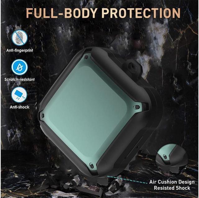 Alt view image 2 of 7 - BONAEVER For Beats Fit Pro Case Cover Full-Body Protective Rugged Hard PC Soft TPU Armor Earbuds Case for Beats Fit Pro 2021 Headphones Accessories Charging Shell Protector with Carabiner Green