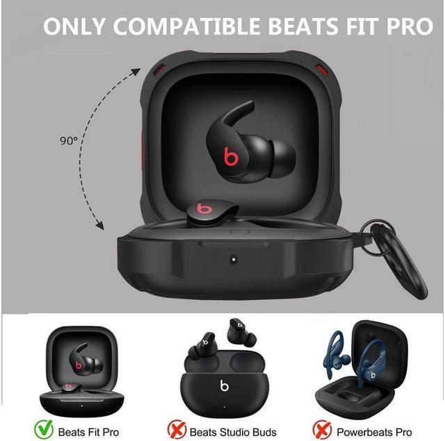 Alt view image 3 of 7 - BONAEVER For Beats Fit Pro Case Cover Full-Body Protective Rugged Hard PC Soft TPU Armor Earbuds Case for Beats Fit Pro 2021 Headphones Accessories Charging Shell Protector with Carabiner Green