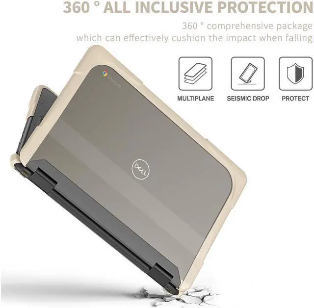 Alt view image 2 of 7 - BONAEVER Case For Dell Chromebook 3110 / 3100 11 inch 2-in-1 Education Series DropProof Rugged Shockproof Bumpers Protective Cover Laptop Case for K-12 Students