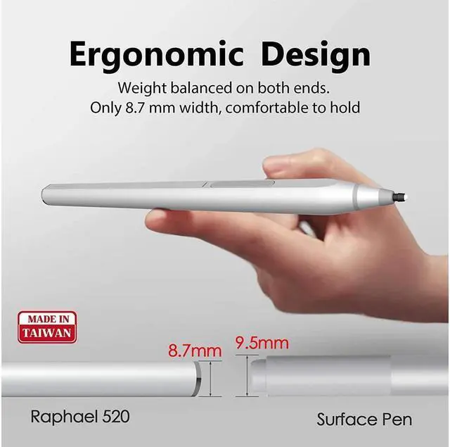 Alt view image 5 of 7 - BONAEVER Stylus Pen for Surface 4096 Pressure Sensitivity Compatible with Surface Pro 12/11/10/9/8/7/6/5/4/Laptop studio/Go 3/Duo 2 Fir Stand D Shape Body Rechargeable
