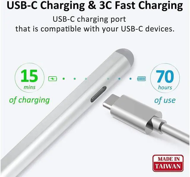 Alt view image 5 of 7 - BONAEVER Stylus Pen for Surface USB C Charging 4096 Pressure Sensitivity Stylus For Microsoft Surface Pro 12/11/10/9/8/7/6/5/4/Go/X/Book/ studio/Laptop 5/4/3/2/1/HP/ASUS/DELL Magnetic Attachment