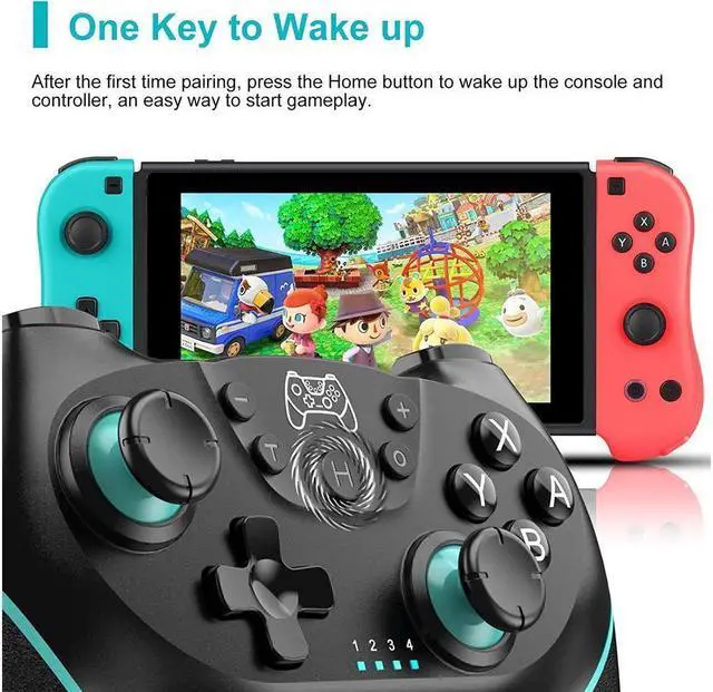 Alt view image 5 of 7 - BONAEVER Switch Controller Wireless Pro Controller Compatible for Nintendo Switch Bluetooth Switch Controller PC Game Controller Supports Gyro Axis Turbo Dual Vibration with Charging Cable Black
