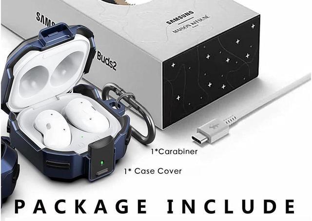 Alt view image 6 of 7 - BONAEVER Armor Cover for Samsung Galaxy Buds 2 Pro Case (2022)/Galaxy Buds Pro Case (2021)/Galaxy Buds 2 Case (2021)/Galaxy Buds Live Case (2020) Case Shockproof Protective Cover with Keychain Blue