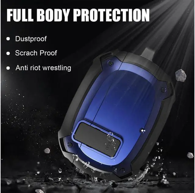 Alt view image 2 of 6 - Beats Studio Buds Case Cover 2021, Secure Lock Hard Rugged Cool Shockproof Protective Case Cover for Beats Studio Buds Wireless Earbuds Case Accessories with Keychain Carabiner for Men Women Blue
