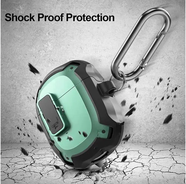 Alt view image 3 of 6 - BONAEVER Compatible with Google Pixel Buds A Case Cover [Front LED Visible] Shockproof Protective Case with Keychain Secure Lock Design Hard PC Case Cover for Pixel Buds A 2021 Green