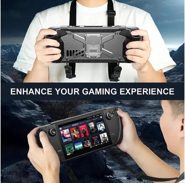 Alt view image 4 of 7 - BONAEVER Full Protective Shockproof Case for Steam Deck Back Shell Case Cover Compatible with Steam Deck with Foldable Stand and Screen Protector Shoulder Strap