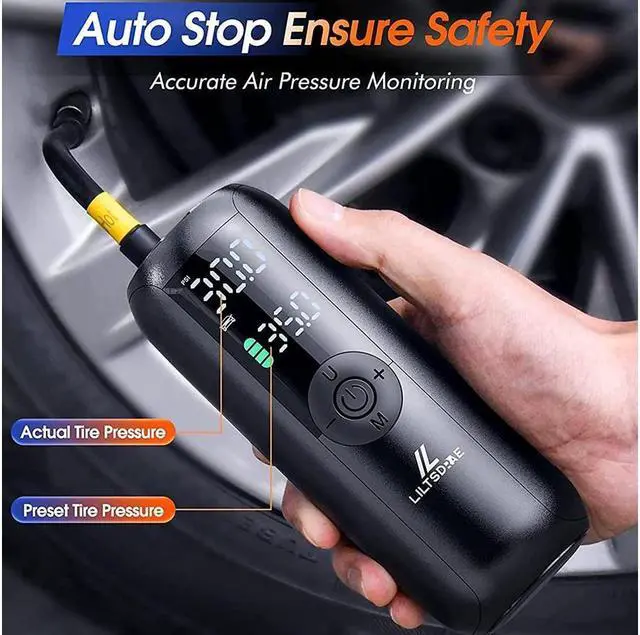Alt view image 4 of 7 - BONAEVER Bike Pump Mini Tire Inflator Portable Air Compressor 150PSI Cordless Electric Bicycle Air Pump Auto Shut-Off with Pre Standa Schrader Valve Smart Electric Pump for Car Bike Motorcycle Ball